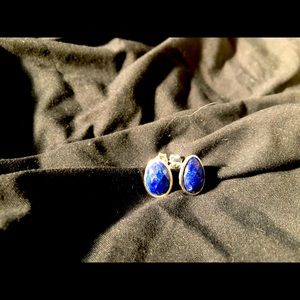 Genuine lapis and sterling silver earrings.